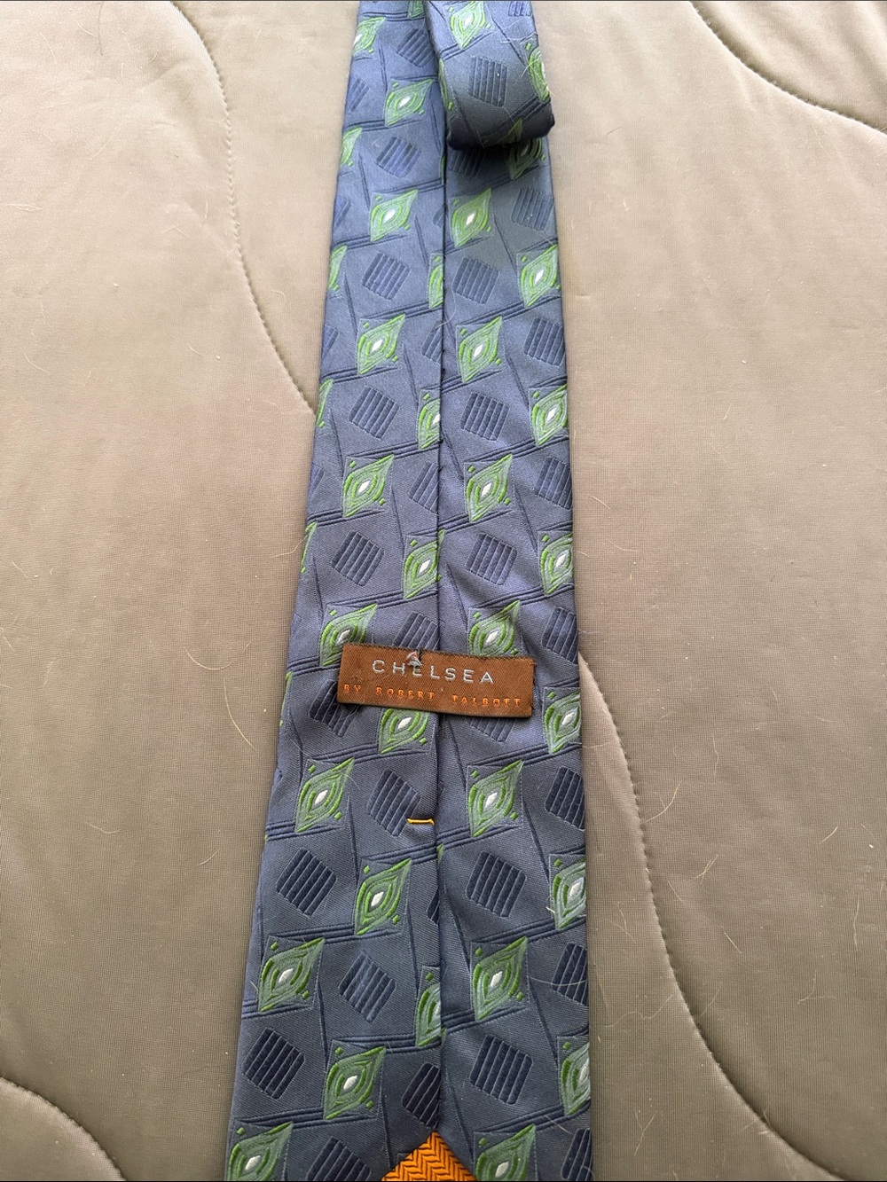 Vintage Chelsea by Robert Talbott Men's Blue Tie with Green Diamond Pattern